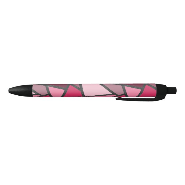 Shades of pink stained glass pattern black ink pen (Bottom)