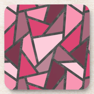Shades of pink stained glass pattern coaster