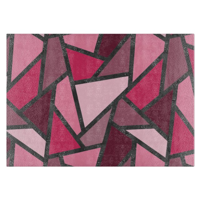 Shades of pink stained glass pattern cutting board (Front)