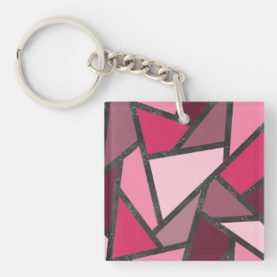 Shades of pink stained glass pattern key ring