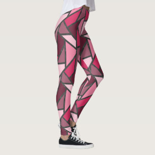 Shades of pink stained glass pattern leggings