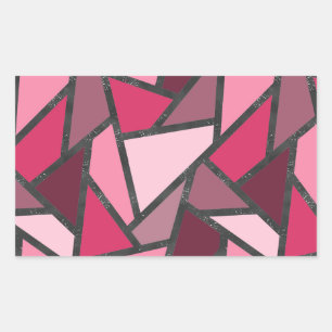 Shades of pink stained glass pattern rectangular sticker