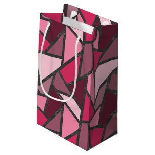 Shades of pink stained glass pattern small gift bag