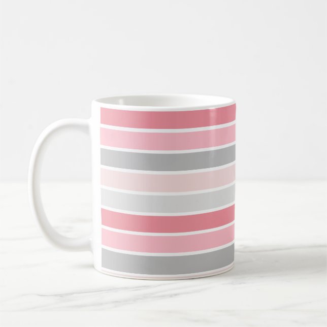 Shades of Pink Striped Coffee Mug (Left)