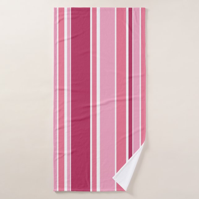 Shades of pink stripes bath towel (Bath Towel)