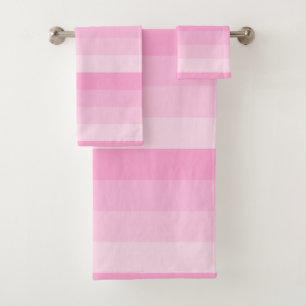 Shades of Pink Stripes Bath Towel Set