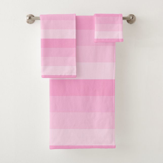 Shades of Pink Stripes Bath Towel Set (Insitu)