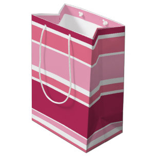 Shades of pink stripes medium gift bag