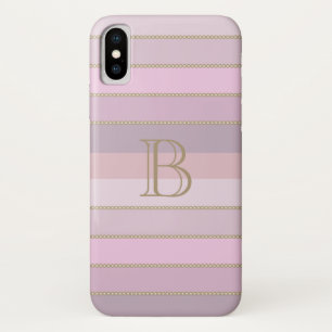 Shades of pink stripes personalised monogram Case-Mate iPhone case