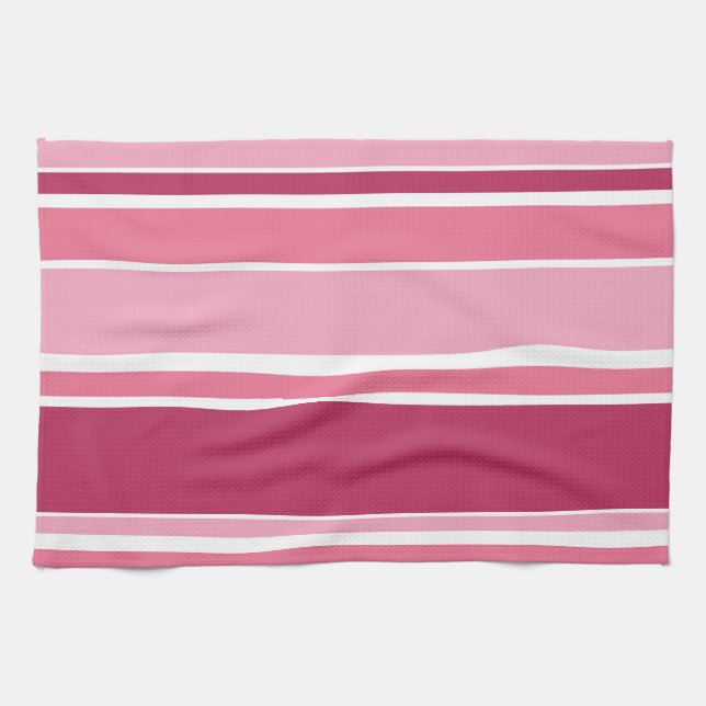 Shades of pink stripes tea towel (Horizontal)