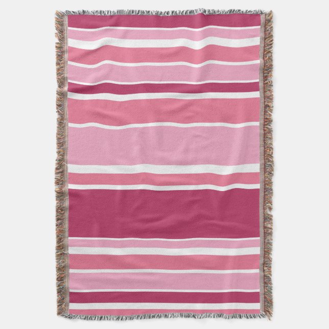Shades of pink stripes throw blanket (Front Vertical)