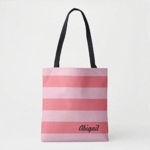 Shades of Pink Stripes Tote Bag