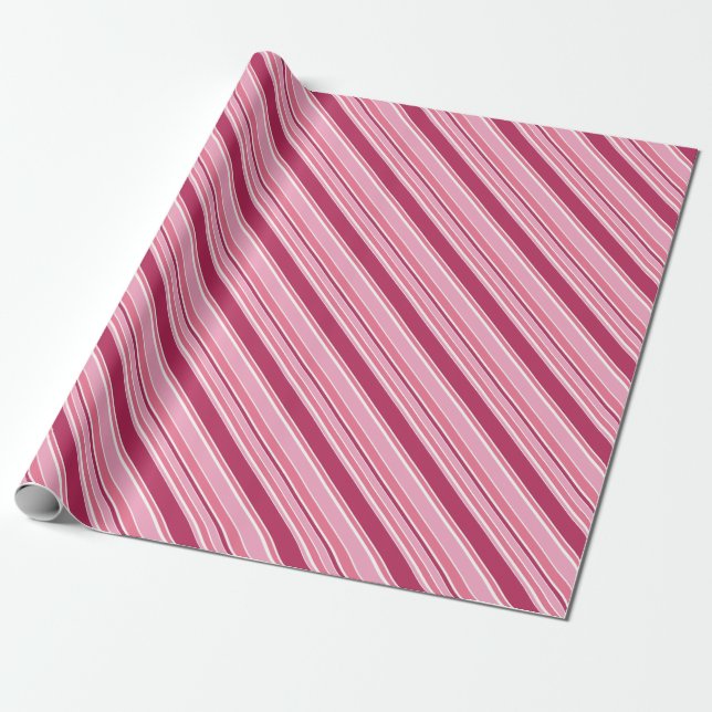 Shades of pink stripes wrapping paper (Unrolled)