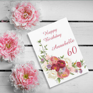 Shades of Pink White Peony Flower Happy Birthday Card