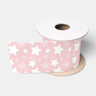 SHADES OF PINK & WHITE STARS SATIN RIBBON