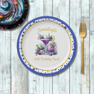 Shades of Purple: A Blue-Violet dots Birthday Bash Paper Plate