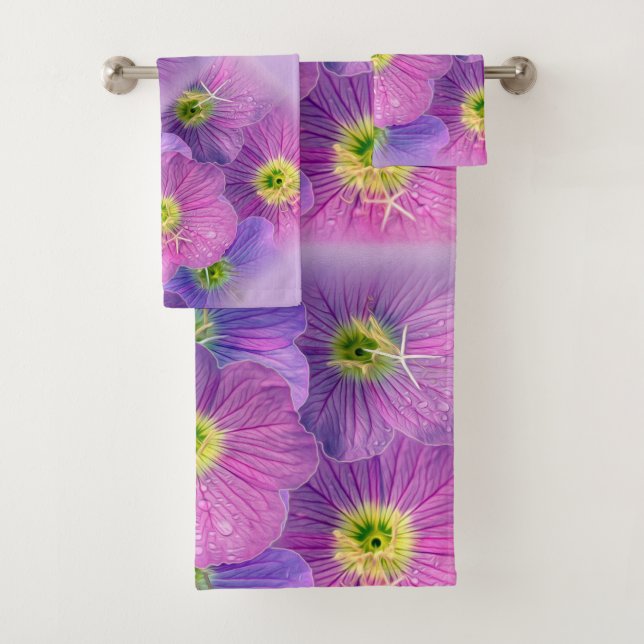 Shades of purple bath towel set (Insitu)