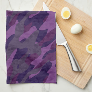 shades of purple camo tea towel