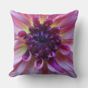 Shades of Purple Dahlia Close Up Throw Pillow