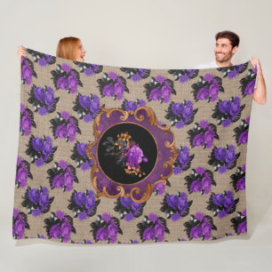 SHADES OF PURPLE HALLOWEEN FLORAL BOUQUETS FLEECE BLANKET