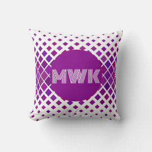 Shades of Purple Mod Grid Graphic Monogram Cushion