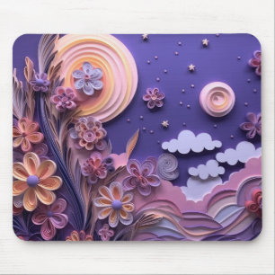 Shades of Purple Paper Quill Mouse Pad