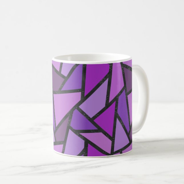 Shades of purple stained glass pattern coffee mug (Front Right)