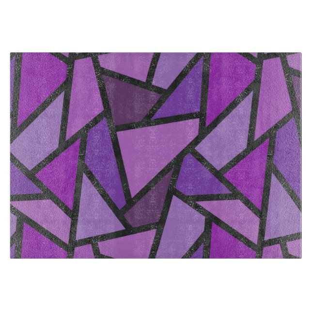 Shades of purple stained glass pattern cutting board (Front)