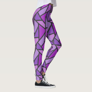 Shades of purple stained glass pattern leggings