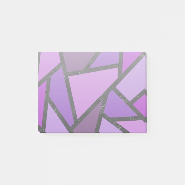 Shades of purple stained glass pattern post-it notes (Front)