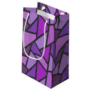 Shades of purple stained glass pattern small gift bag