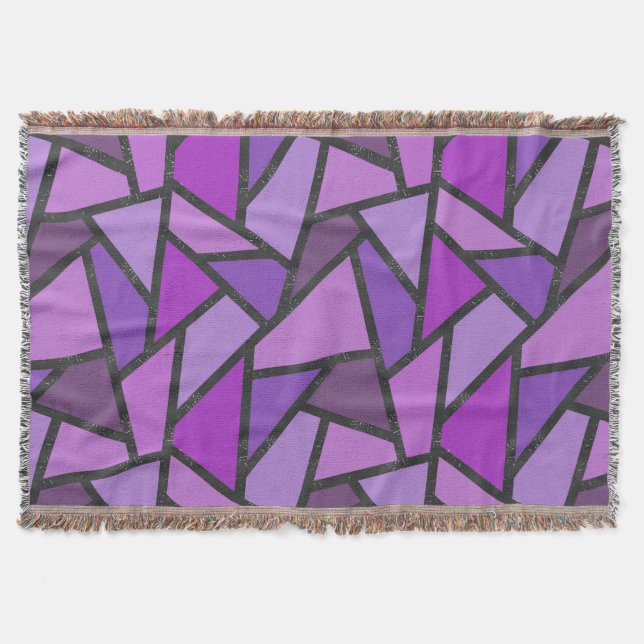 Shades of purple stained glass pattern throw blanket (Front)