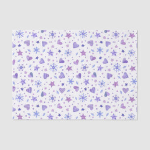 SHADES OF PURPLE STARS HEARTS SNOWFLAKES TISSUE PAPER