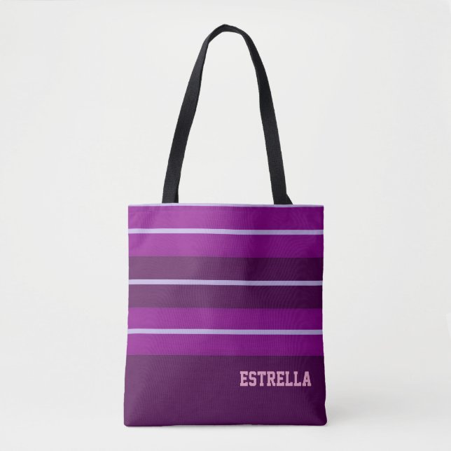 Shades of Purple Striped  Tote Bag (Front)