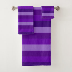 Shades of Purple Stripes Bath Towel Set