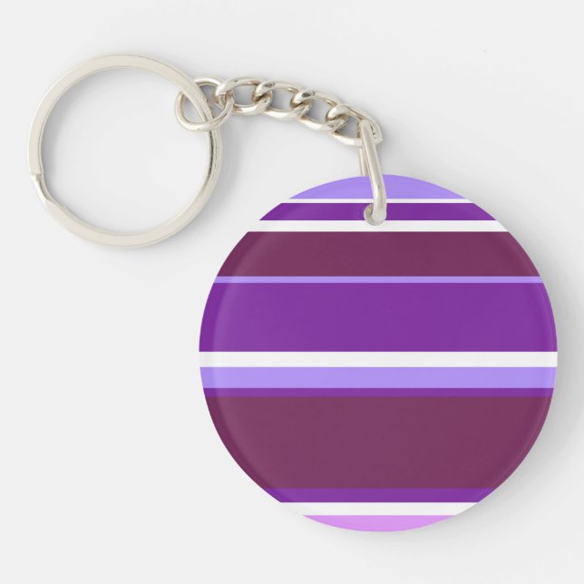 Shades of purple stripes key ring (Front)