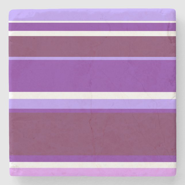 Shades of purple stripes stone coaster (Front)