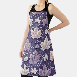 SHADES OF PURPLE & WHITE FALL LEAVES APRON