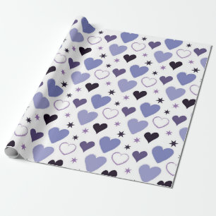 SHADES OF PURPLE & WHITE VALENTINES DAY HEARTS WRAPPING PAPER