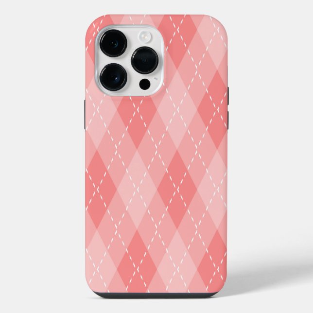 SHADES OF RED ARGYLE DIAMOND PATTERNS iPhone CASE (Back)