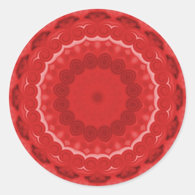 Shades of Red Kaleidoscope Classic Round Sticker (Front)