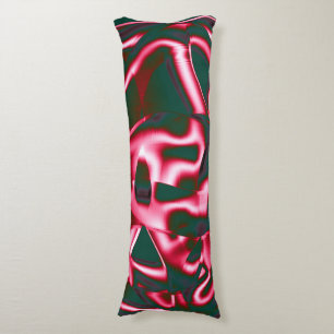 Shades of red pink on abstract tapes up dark cyan body cushion