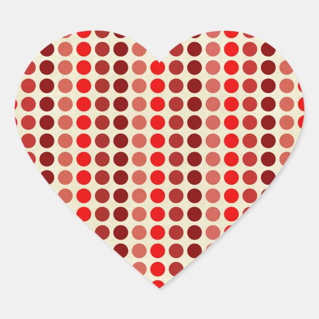 Shades of Red Polka Dots by Shirley Taylor Heart Sticker (Front)