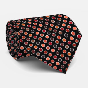 Shades of Red Salsa Polka Dots on Black Tie