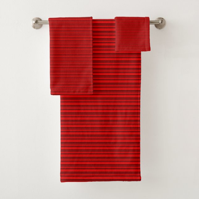 Shades of Red Stripes Bath Towel Set (Insitu)