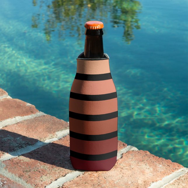 Shades Of Red Stripes On Black  Bottle Cooler (In Situ Pool)