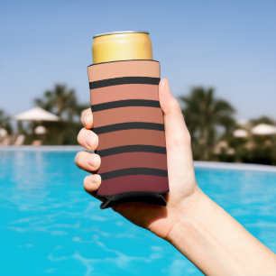 Shades Of Red Stripes On Black Seltzer Can Cooler