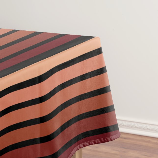 Shades Of Red Stripes On Black  Tablecloth (In Situ)