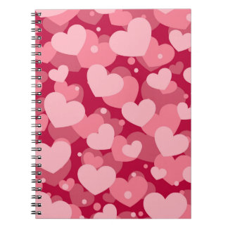 SHADES OF RED WATERCOLOR LOVE HEARTS NOTEBOOK
