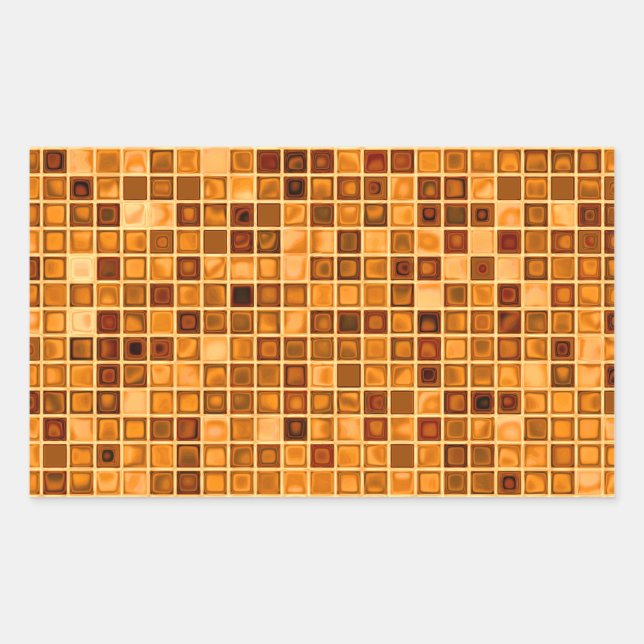 Shades Of Rust Orange 'Watery' Mosaic Tile Pattern Rectangular Sticker (Front)